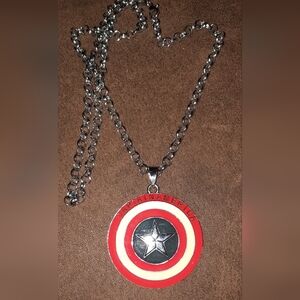 Captain America necklace shield star medallion comics collectible unisex
